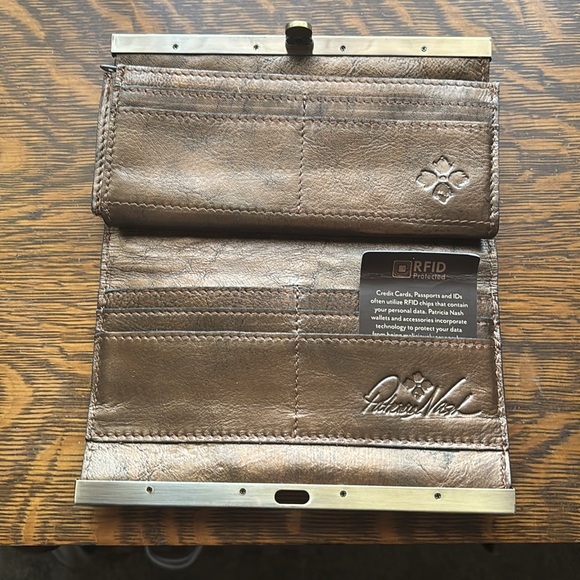 Patricia Nash Embossed Floral Leather Clutch—Bronze color - Picture 6 of 11